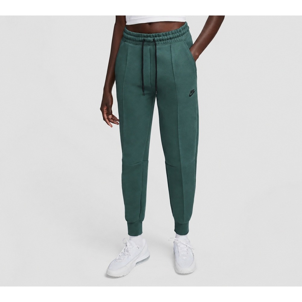 Nike Tech Fleece Joggers Womens Small Green Tapered Sweatpants Zip Pocket